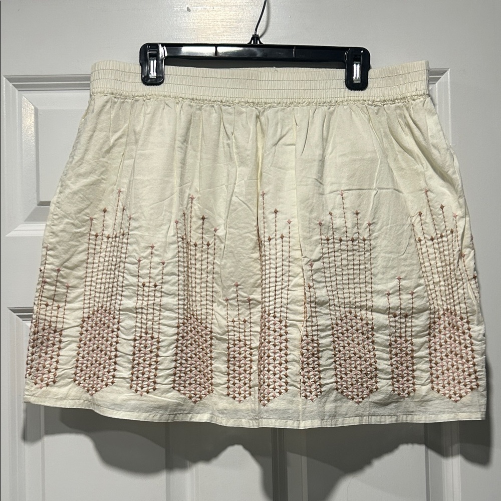 GAP Cream Mini Skirt with Pink and Brown Embroidery